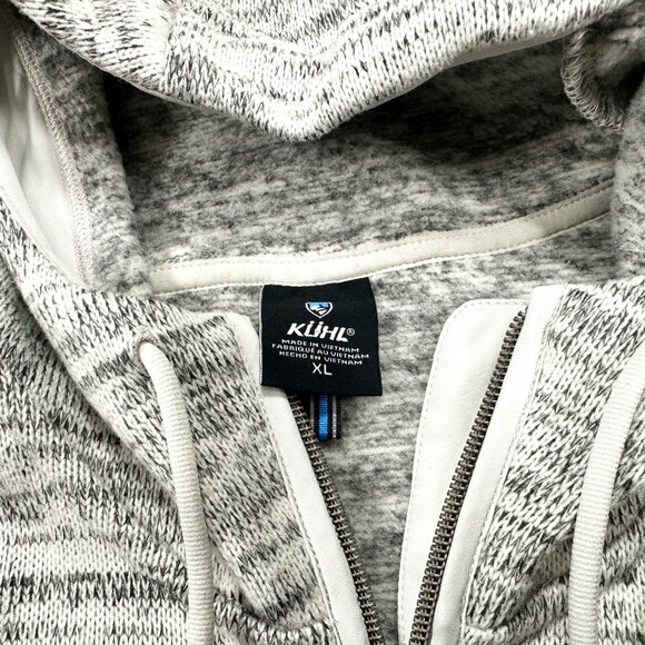 Kuhl Jacket Women Large Ascendyr Long Fleece Full Zip Hooded Gray Cream - Picture 4 of 5